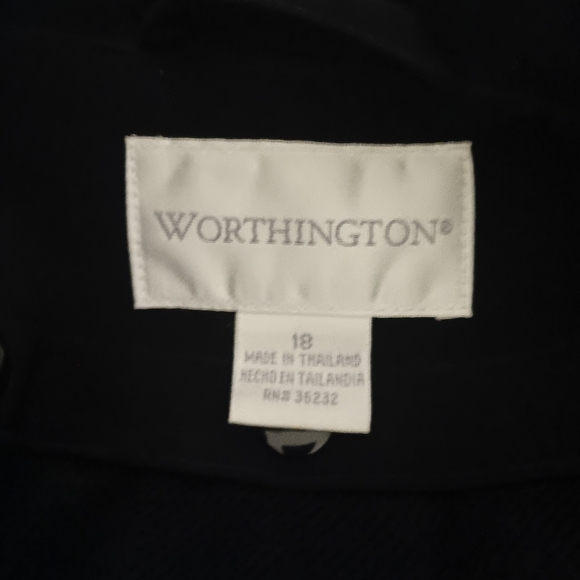 Worthington Women Size 18 Black Long Coat Hooded Hidden Button Down - Picture 4 of 10
